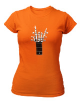 T-Shirt Στενή Γραμμή Γυναικείο - Skull Quitar - Color Thumbnail Πορτοκαλί
