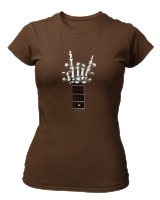 T-Shirt Στενή Γραμμή Γυναικείο - Skull Quitar - Color Thumbnail Καφέ