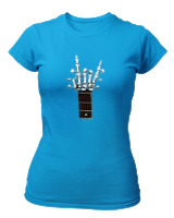 T-Shirt Στενή Γραμμή Γυναικείο - Skull Quitar - Color Thumbnail Τιρκουάζ