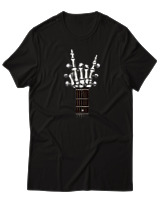 T-Shirt  Γυναικείο - Skull Quitar - Color Thumbnail Μαύρο