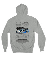 Ζακέτα Φούτερ με κουκούλα Γυναικείο - Skyline R34 - Color Thumbnail Γκρι Μελανζέ