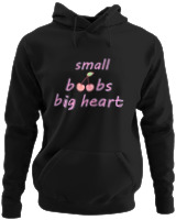 Φούτερ με κουκούλα - Small Boobs Big Heart - Color Thumbnail Μαύρο