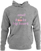 Φούτερ με κουκούλα - Small Boobs Big Heart - Color Thumbnail Γκρι Μελανζέ