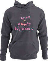 Φούτερ με κουκούλα - Small Boobs Big Heart - Color Thumbnail Ανθρακί