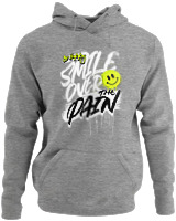 Φούτερ με κουκούλα - Smile Over Pain - Color Thumbnail Γκρι Μελανζέ
