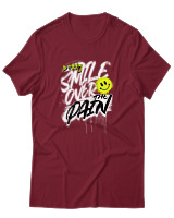 T-Shirt Αντρικό - Smile Over Pain - Color Thumbnail Σκούρο Κόκκινο