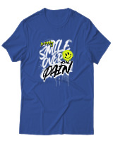T-Shirt Αντρικό - Smile Over Pain - Color Thumbnail Μπλε Ρουά