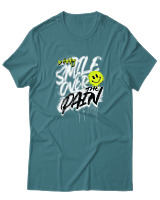 T-Shirt Αντρικό - Smile Over Pain - Color Thumbnail Μπλε Πράσινο