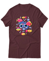 T-Shirt Αντρικό - Snorkel Fish - Color Thumbnail Μπορντό