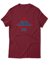 T-Shirt Αντρικό - Social Distance Cool - Color Thumbnail Σκούρο Κόκκινο