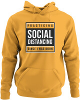 Φούτερ με κουκούλα - Social Distance - Color Thumbnail Κίτρινο Χρυσό