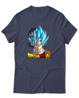 T-Shirt Unisex - Son Goku - Color Thumbnail Μπλε Γκρι