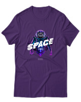 T-Shirt Αντρικό - Space Cat Astronaut - Color Thumbnail Σκούρο Μωβ