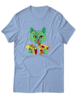 T-Shirt Αντρικό - Space Cat Hungry - Color Thumbnail Γαλάζιο