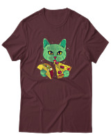 T-Shirt Αντρικό - Space Cat Hungry - Color Thumbnail Μπορντό