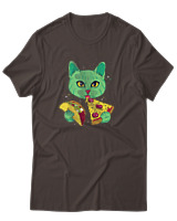 T-Shirt Αντρικό - Space Cat Hungry - Color Thumbnail Καφέ