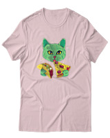 T-Shirt Αντρικό - Space Cat Hungry - Color Thumbnail Απαλό Ροζ