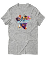 T-Shirt Αντρικό - Space Pizza Cat - Color Thumbnail Γκρι Μελανζέ