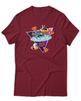 T-Shirt Αντρικό - Space Pizza Cat - Color Thumbnail Σκούρο Κόκκινο