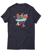 T-Shirt Αντρικό - Space Pizza Cat - Color Thumbnail Σκούρο Μπλε