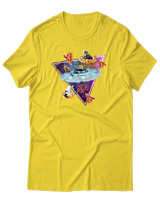 T-Shirt Αντρικό - Space Pizza Cat - Color Thumbnail Χρυσό Κίτρινο