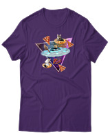 T-Shirt Αντρικό - Space Pizza Cat - Color Thumbnail Σκούρο Μωβ