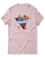 T-Shirt Αντρικό - Space Pizza Cat - Color Thumbnail Απαλό Ροζ