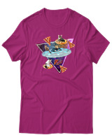T-Shirt Αντρικό - Space Pizza Cat - Color Thumbnail Φουξια