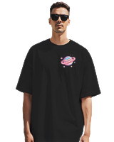 Oversized T-shirt Αντρικό - Spaceman - Color Thumbnail ΜΑΥΡΟ