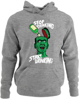 Φούτερ με κουκούλα - Stop Thinking Start Drinking - Color Thumbnail Γκρι Μελανζέ