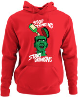 Φούτερ με κουκούλα - Stop Thinking Start Drinking - Color Thumbnail Κόκκινο