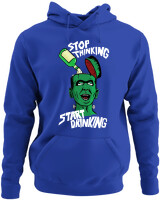 Φούτερ με κουκούλα - Stop Thinking Start Drinking - Color Thumbnail Μπλε Ρουά