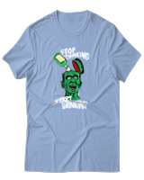 T-Shirt Unisex - Stop Thinking Start Drinking - Color Thumbnail Γαλάζιο