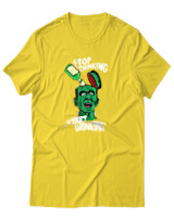 T-Shirt Unisex - Stop Thinking Start Drinking - Color Thumbnail Χρυσό Κίτρινο