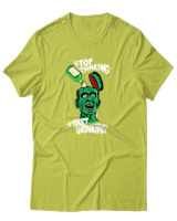 T-Shirt Unisex - Stop Thinking Start Drinking - Color Thumbnail Λαχανί