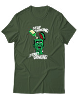 T-Shirt Unisex - Stop Thinking Start Drinking - Color Thumbnail Κυπαρισσί