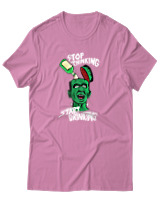 T-Shirt Unisex - Stop Thinking Start Drinking - Color Thumbnail Ροζ
