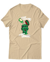T-Shirt Unisex - Stop Thinking Start Drinking - Color Thumbnail Μπεζ