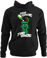 Φούτερ με κουκούλα - Stop Thinking Start Drinking - Color Thumbnail Μαύρο