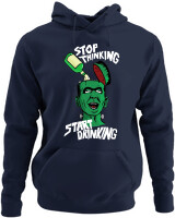 Φούτερ με κουκούλα - Stop Thinking Start Drinking - Color Thumbnail Navy Blue