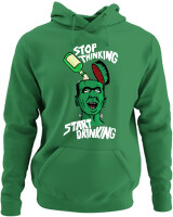 Φούτερ με κουκούλα - Stop Thinking Start Drinking - Color Thumbnail Kelly Green
