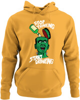 Φούτερ με κουκούλα - Stop Thinking Start Drinking - Color Thumbnail Κίτρινο Χρυσό