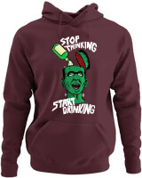 Φούτερ με κουκούλα - Stop Thinking Start Drinking - Color Thumbnail Marron