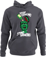 Φούτερ με κουκούλα - Stop Thinking Start Drinking - Color Thumbnail Ανθρακί