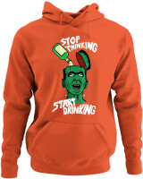 Φούτερ με κουκούλα - Stop Thinking Start Drinking - Color Thumbnail Orange