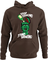Φούτερ με κουκούλα - Stop Thinking Start Drinking - Color Thumbnail Καφέ