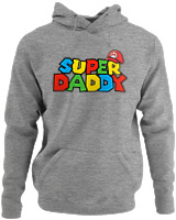 Φούτερ με κουκούλα - Super Daddy - Color Thumbnail Γκρι Μελανζέ