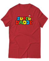 T-Shirt Αντρικό - Super Daddy - Color Thumbnail Κόκκινο