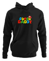 Φούτερ με κουκούλα - Super Daddy - Color Thumbnail Μαύρο
