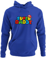 Φούτερ με κουκούλα - Super Daddy - Color Thumbnail Μπλε Ρουά
